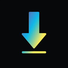 Downward arrow icon representing download, bold flat vector style, colorful gradient tones, clean edges, modern app icon design, isolated on white background.