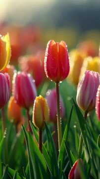 Bl&uuml;hende Tulpen im Morgenlicht