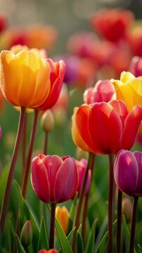 Bl&uuml;hende Tulpen im Morgenlicht