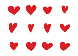 set of red hearts, A collection of cute red hearts in various shapes, perfect for love and romance themes
