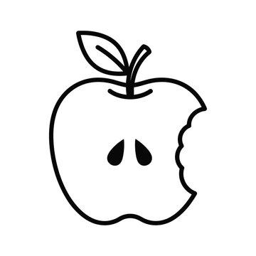 bitten apple outline simple icon