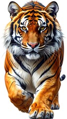 Fototapeta premium Digitally enhanced image of a tiger walking towards the viewer