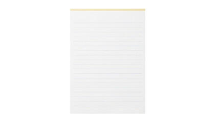 Lined notepad paper PNG isolated on transparent background, blank sheet for notes and reminders, stationery design element