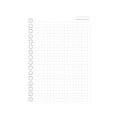 Minimal halftone dotted notebook page with spiral binding and grid layout. Abstract black and white stationery background for notes, planning, education, and modern design templates.