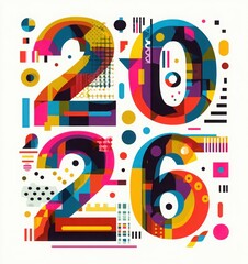 Obraz premium happy new year, 2026 numbers, party popper cone and glittering confetti, Christmas banner