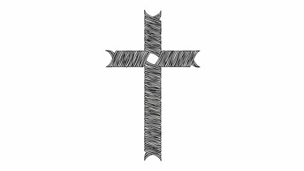 Abstract Christian Cross Design with Textured Hatching Effect