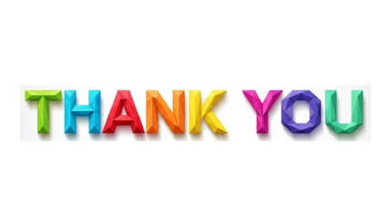 Colorful 3D thank you message in vibrant hues