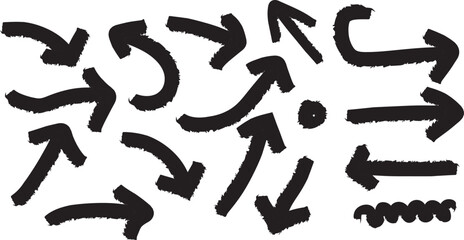 Fototapeta premium Collection of black arrows on white background