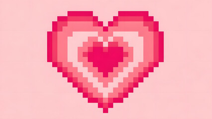 Obraz premium Pixel art heart on pink background