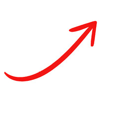 Hand Drawn Red Curved Arrow Direction Pointer Vector Isolated on Transparent Background