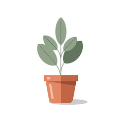 Obraz premium Minimalist potted plant illustration evoking freshness and decorative simplicity suitable for