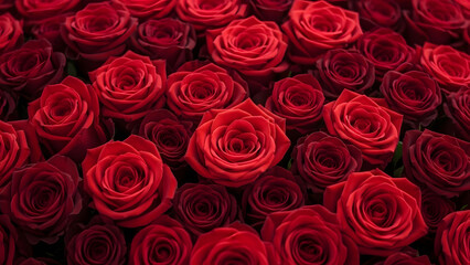 Close up of many red roses