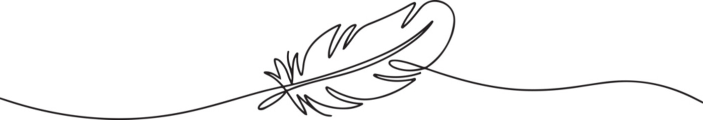 Bird feather continuous one line drawing of bird feather icon Isolated on white background vector illustration, Continuous Line Drawing of Feather Icon. one line Icon drawing © firoz