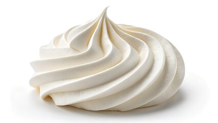 Exquisite white swirl of freshly made, light and airy meringue, a delightful culinary decoration or sweet treat isolated on a clean background