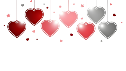 Hearts hanging isolated on transparent background