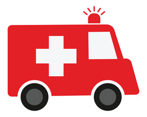 Ambulance icon symbol collection. Ambulance red silhouette vector symbol, emergency healthcare graphic design. Simple emergency medical service  transport sign. Vector image.