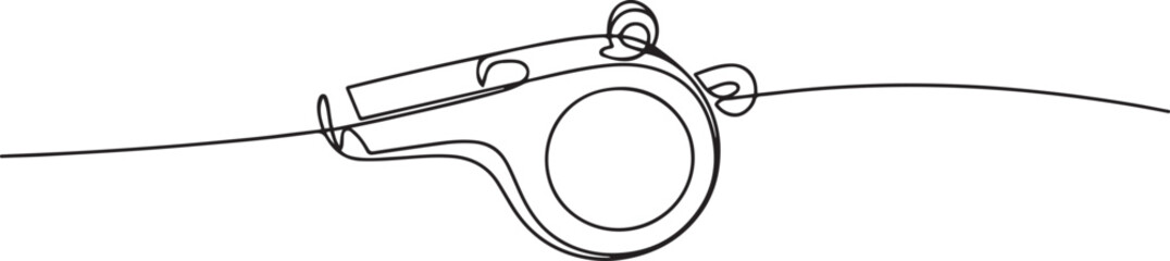 Continuous one line drawing of sport whistle icon, Sports whistle one line art. Continuous line drawing of sport. one line Icon drawing