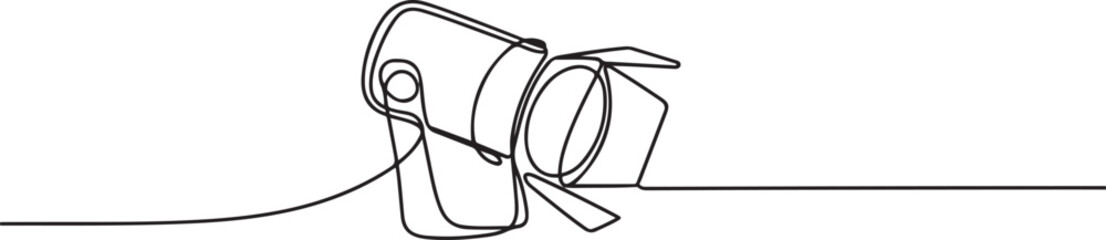 Line continuous drawing vector Searchlight icon. One line Theater spotlight icon. one line Icon drawing