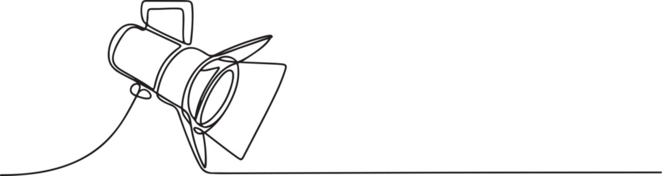 Line continuous drawing vector Searchlight icon. One line Theater spotlight icon. one line Icon drawing