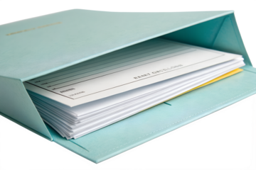 Organized Documents in a Light Blue Presentation Folder, Perfect for Office and Personal Use