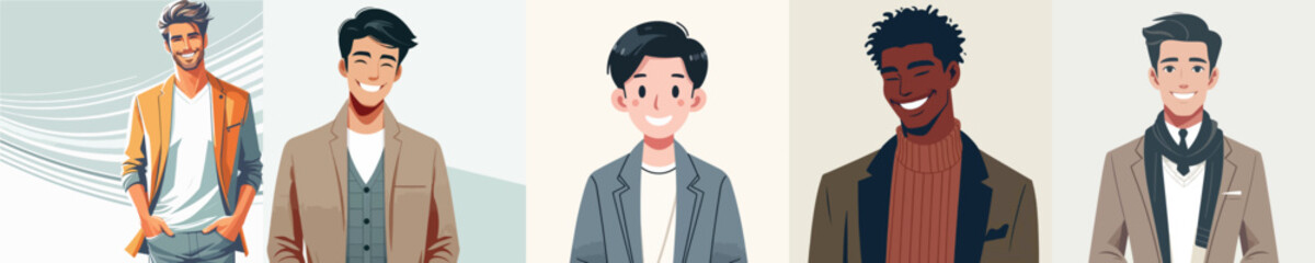 vector of a smiling young man