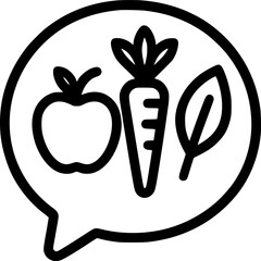 healthy food in speech bubble sign, symbol, vector, art
