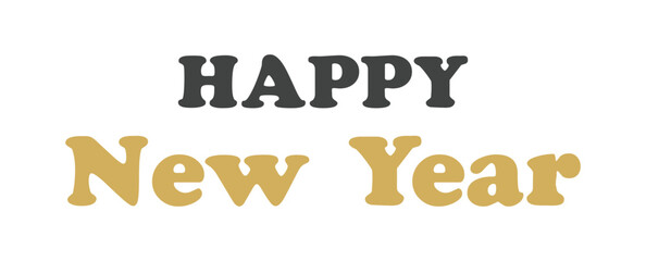 Happy New Year script text hand lettering. Design template Celebration typography poster, banner or greeting card for Merry Christmas and happy new year. Vector Illustration