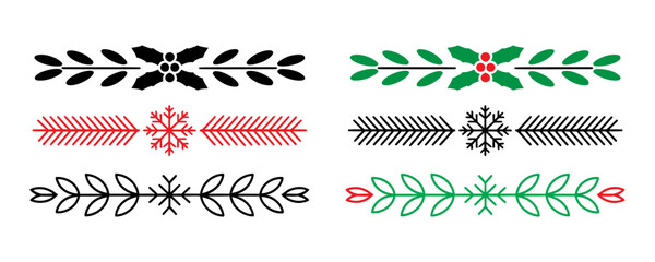 Vibrant Christmas border designs with snowflakes and leaves