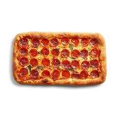 Delicious Pepperoni Pizza with Golden Crust and Fresh Basil