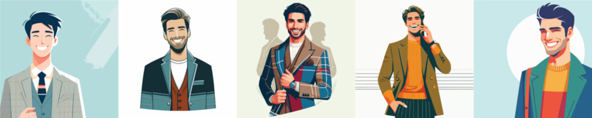 vector of a smiling young man