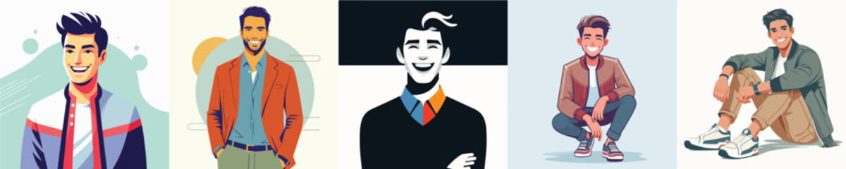 vector of a smiling young man