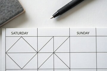 Calendar Page with Saturday and Sunday Entries planner