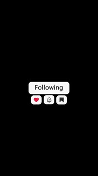 Follow Button Animation with Like, Bell and Save Icons | Vertical 4K Transparent