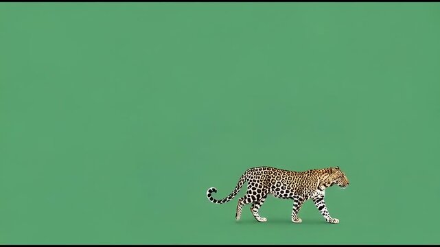 Majestic  Tiger Walking in green screen