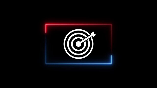 Animated target black linear icon. Represents accuracy, game, competition, and business goals. Outline motion graphic in seamless loop. HD video with transparent background 