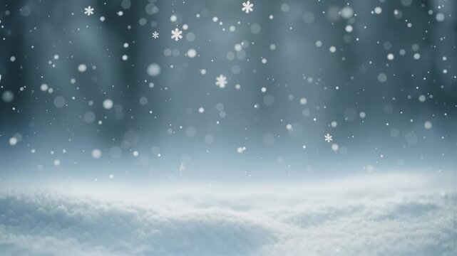Falling snow with depth of field and bokeh. Seamless looping winter precipitation footage.