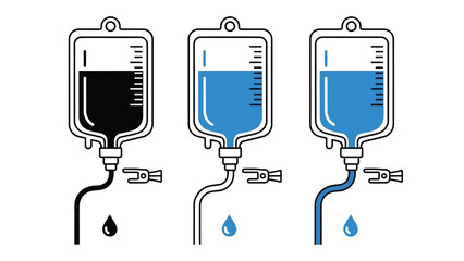 Medical IV Fluid Bags with Liquid.