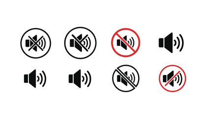 Set of Sound and Mute Icons.