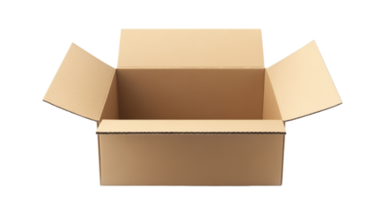 Open cardboard box, isolated on a transparent background