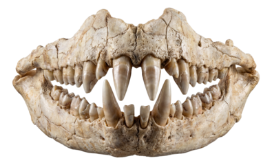 Dimorphodon jaw featuring varied teeth and prominent canines.