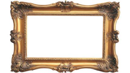 A gold framed picture with a white background