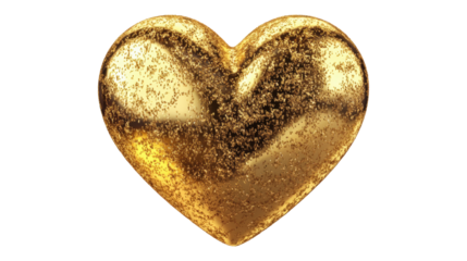 Heart of gold, isolated on a transparent background