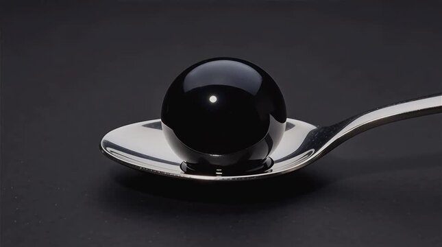 Cuchara con una bola negra 