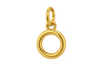 Golden circular pendant charm featuring a shiny metallic finish