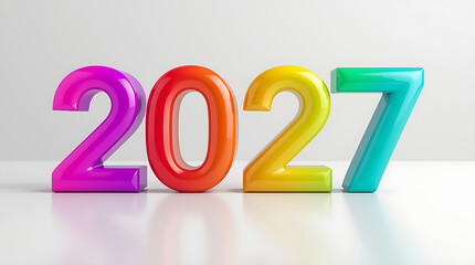New Year celebration colorful numbers 2027 on transparent background