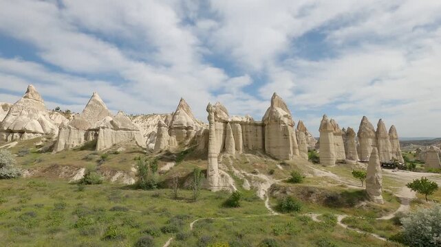 Love Valley fairy chimneys unique rock formations sculpted by erosion creating the iconic landscape of Cappadocia in Turkey