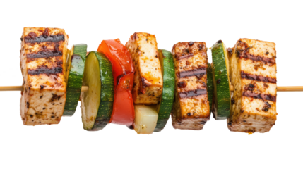 Shish kebab on skewers, isolated on a transparent background