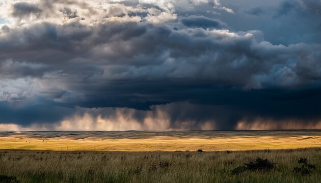 Dramatic Storm Clouds Over Saskatchewan Prairie Capturing Powerful Weather Formations With Natural Light