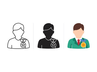 Fototapeta premium Three Men Wearing Medal Icons