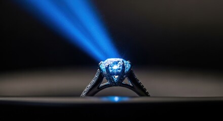 An engagement ring showcases diamond jewelry, a sparkling luxury item.